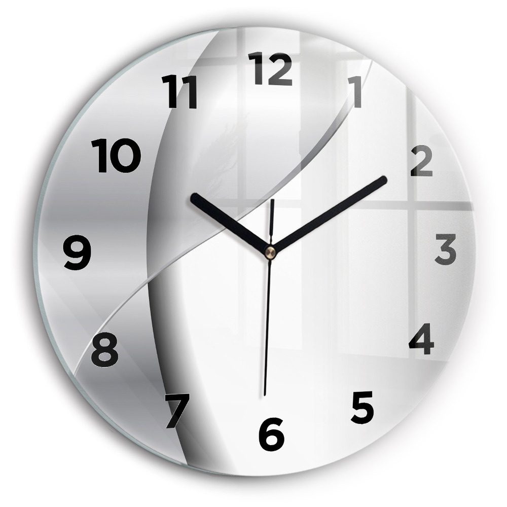 Ceas de sticlă pe perete rotund Abstracția argintului