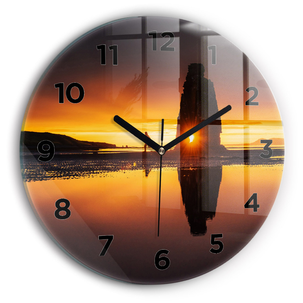 Ceas din sticlă rotund Alergător și apus