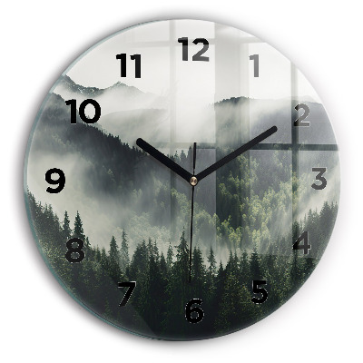 Ceas perete din sticlă rotund Peisaj forestier