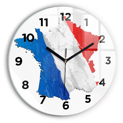 Ceas perete din sticlă rotund steag francez