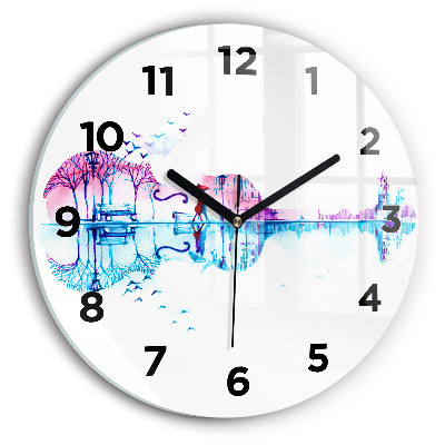 Ceas de sticlă pe perete rotund Lacul Cello Park