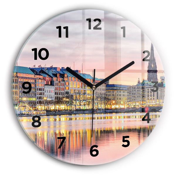 Ceas rotund de perete din sticlă Alster în Hamburg