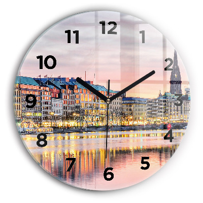 Ceas rotund de perete din sticlă Alster în Hamburg