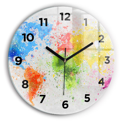 Ceas perete din sticlă rotund Harta lumii pe hârtie