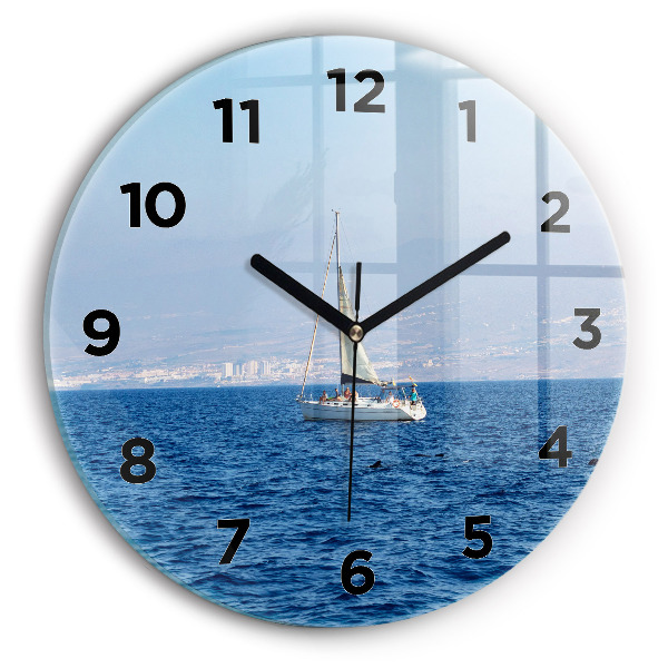 Ceas perete din sticlă rotund Yacht în Tenerife