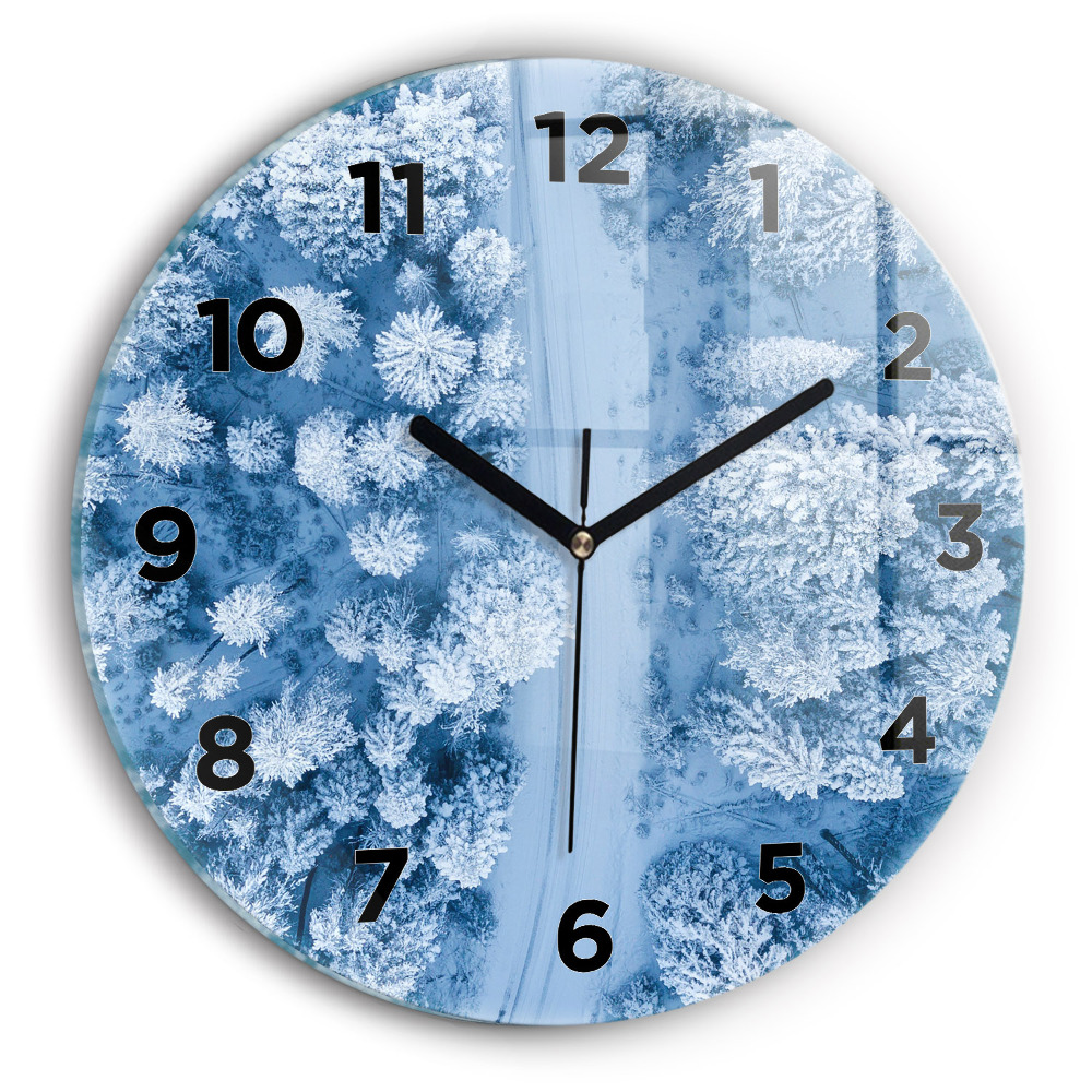 Ceas perete din sticlă rotund Pădure dintr-o dronă