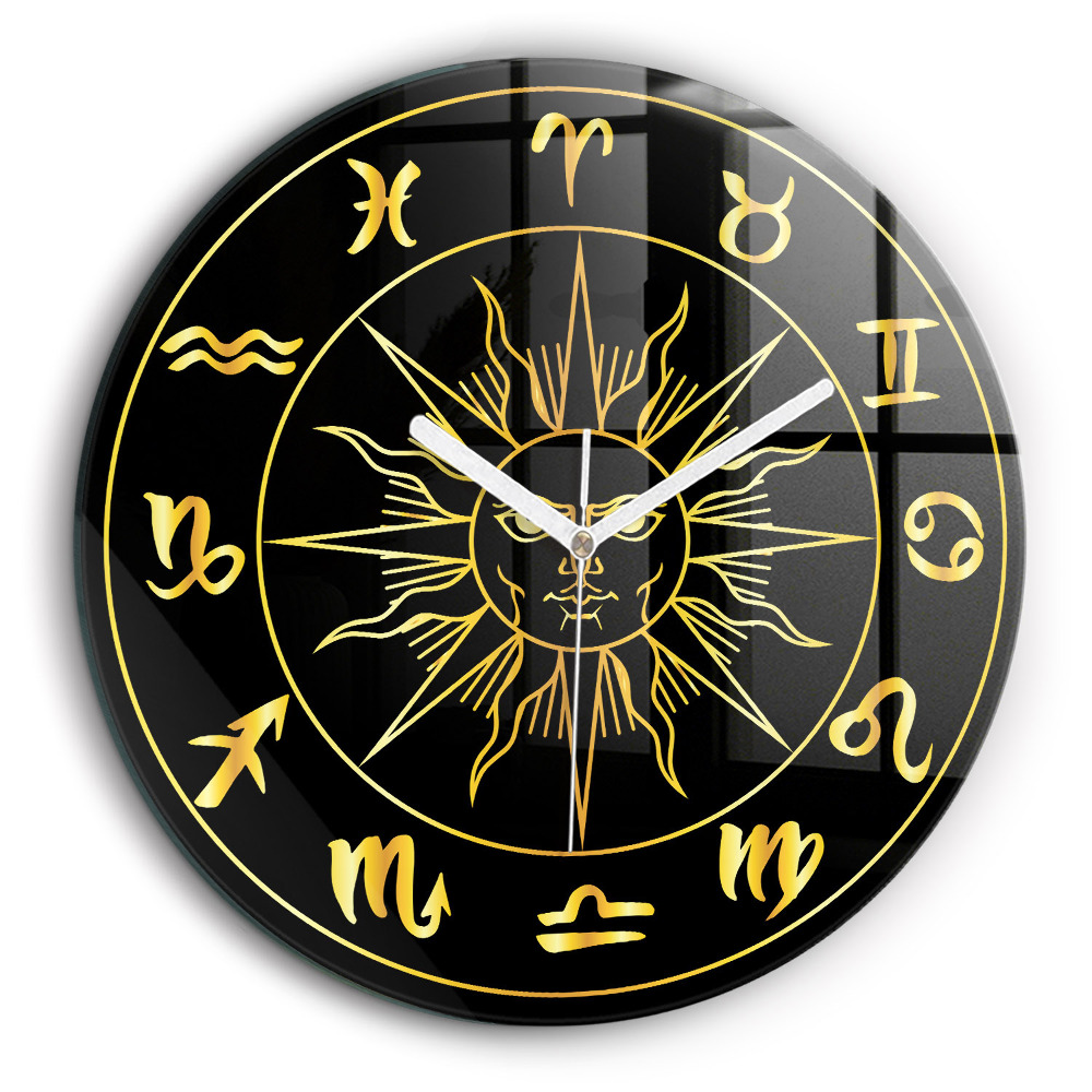 Ceas perete din sticlă rotund Znaki zodiaku