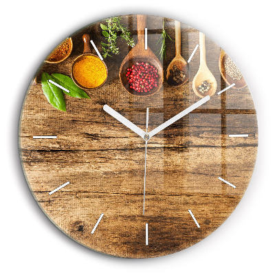 Ceas perete din sticlă rotund Linguri de condimente