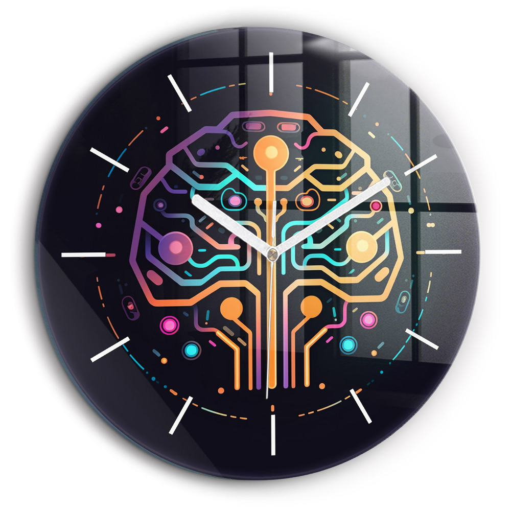 Ceas perete din sticlă rotund Abstracție colorată