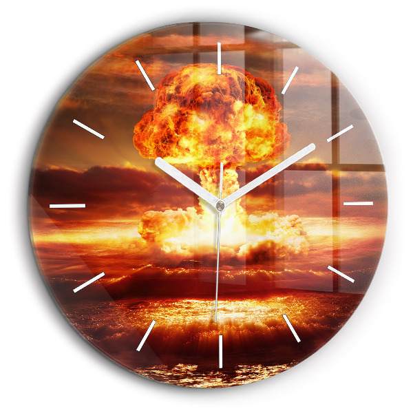 Ceas de sticlă pe perete rotund Explozia unei bombe atomice