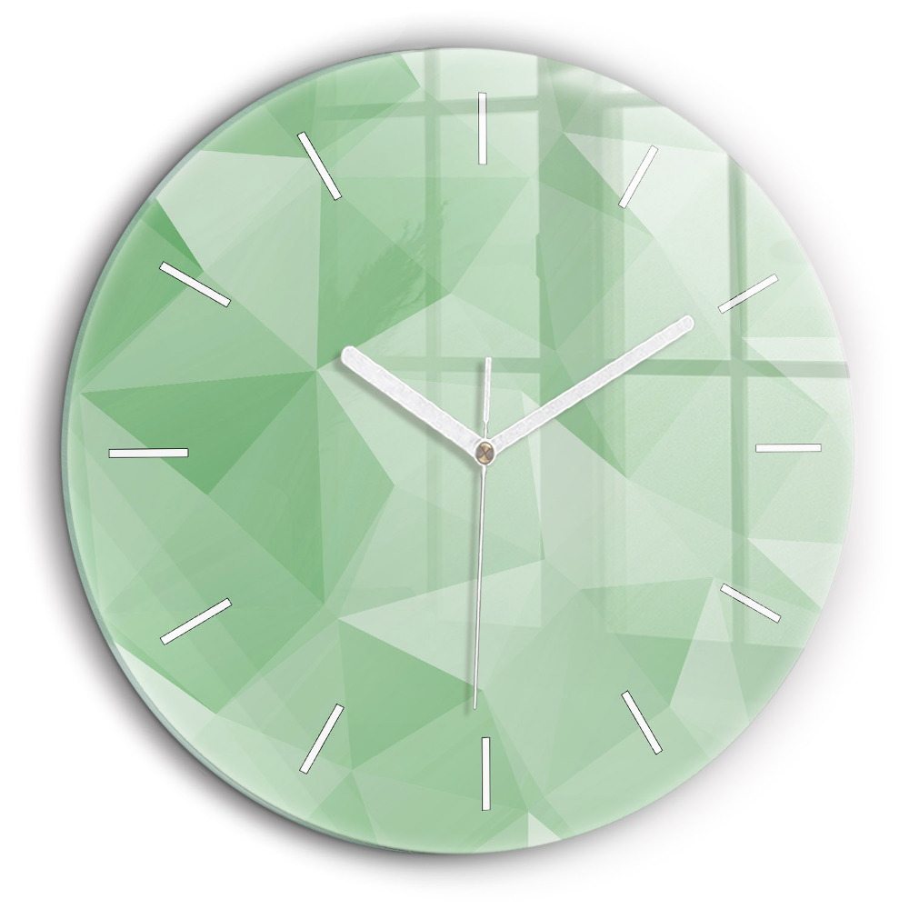 Ceas rotund de perete din sticlă Abstracția triunghiurilor