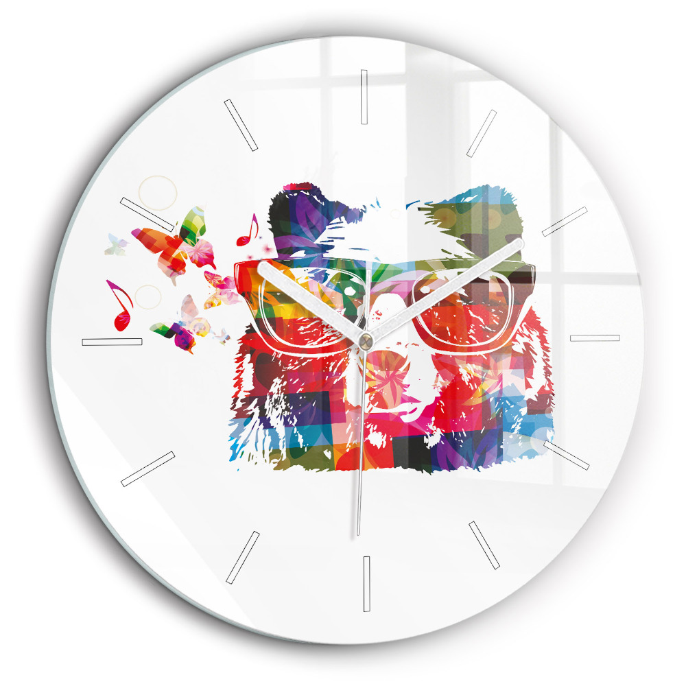 Ceas rotund de perete din sticlă Cap de urs