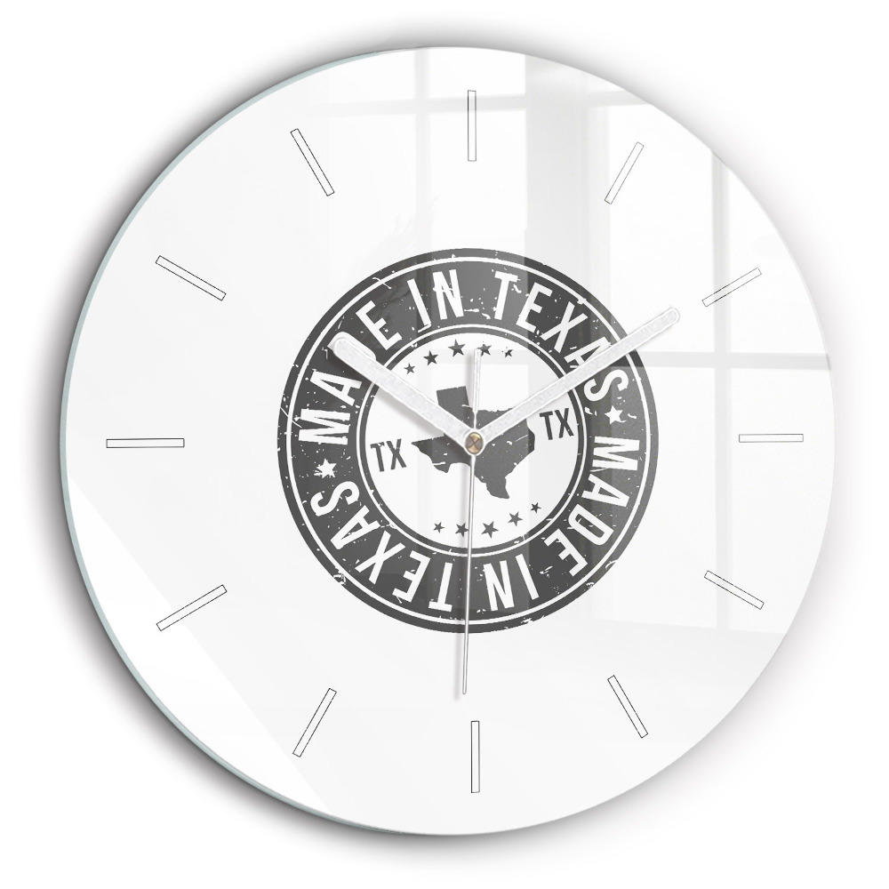Ceas perete din sticlă rotund ștampila Texas