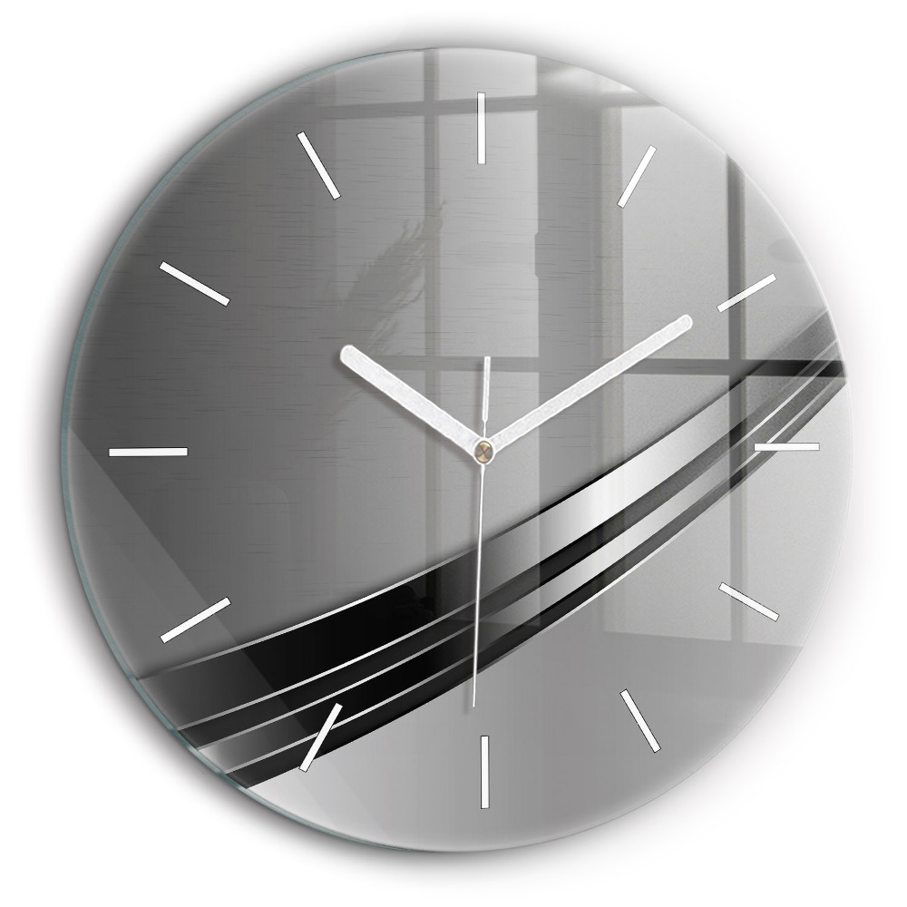 Ceas de sticlă pe perete rotund Linii de argint