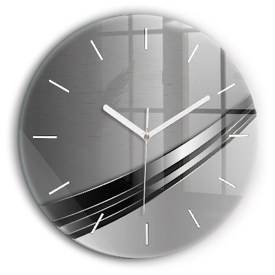 Ceas de sticlă pe perete rotund Linii de argint