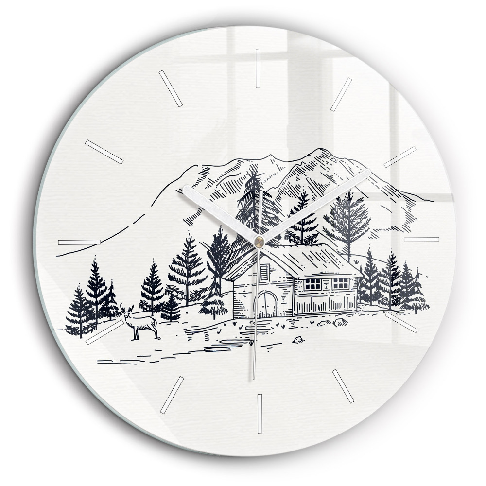 Ceas perete din sticlă rotund Oraș de desene animate