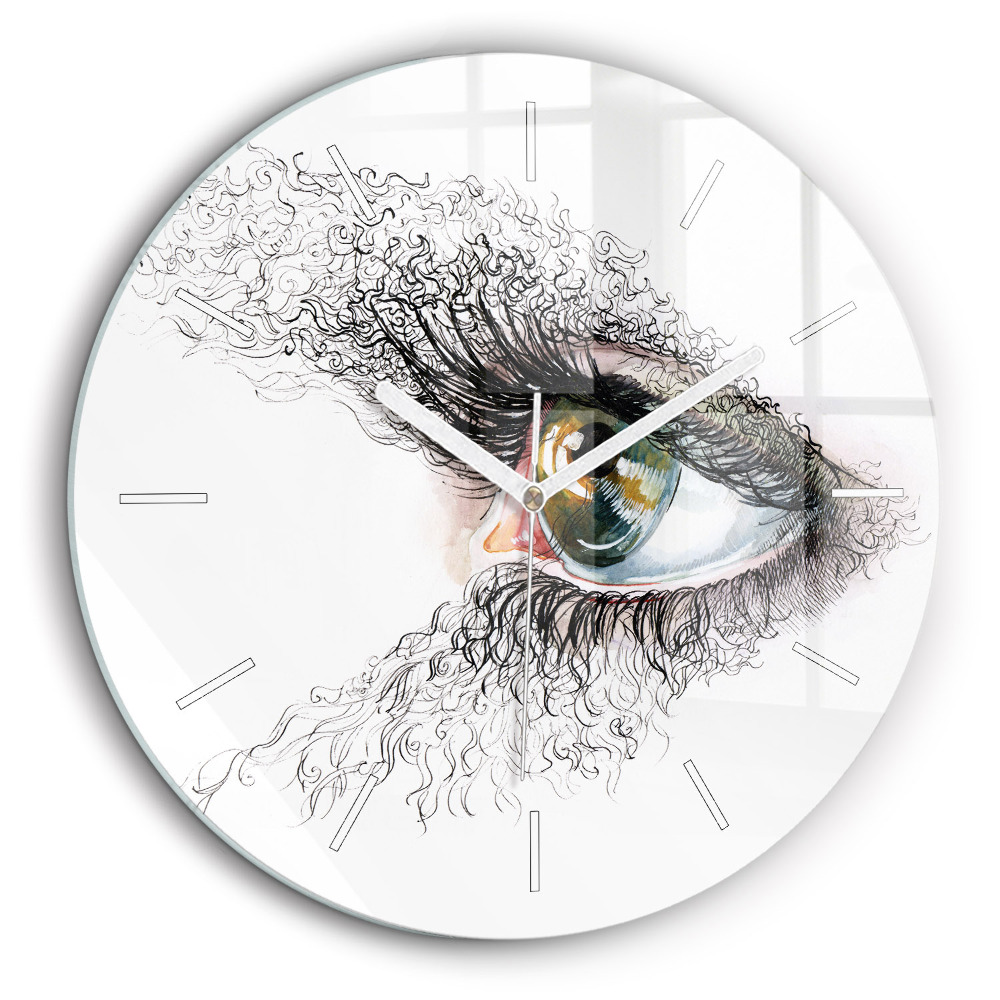 Ceas perete din sticlă rotund Desen al unui ochi uman