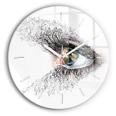 Ceas perete din sticlă rotund Desen al unui ochi uman