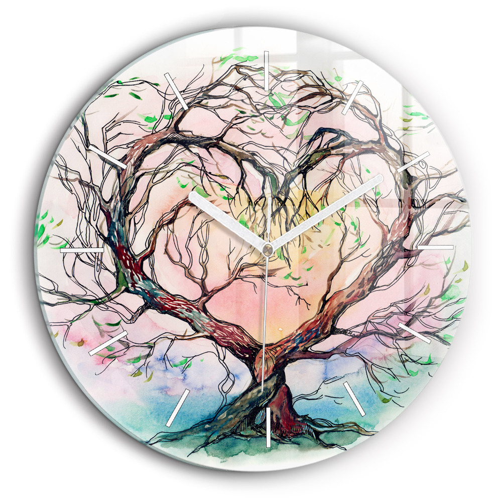 Ceas de sticlă pe perete rotund Inima copacului naturii