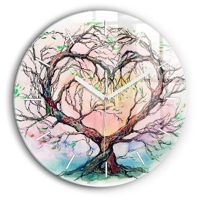 Ceas de sticlă pe perete rotund Inima copacului naturii