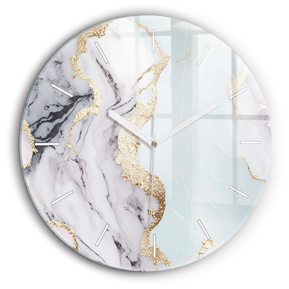 Ceas de sticlă pe perete rotund Marmură pastel