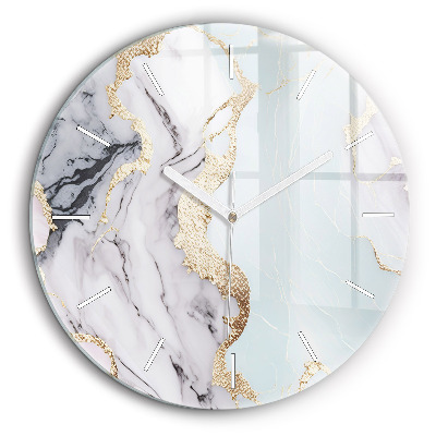Ceas de sticlă pe perete rotund Marmură pastel