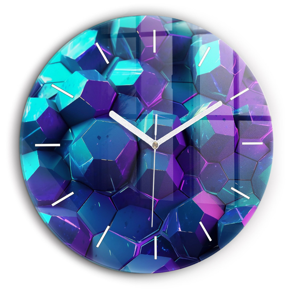 Ceas perete din sticlă rotund Figuri geometrice