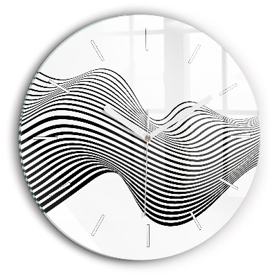 Ceas din sticlă rotund Arta alb-negru