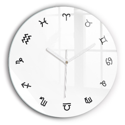 Ceas de sticlă pe perete rotund Zodii minimaliste