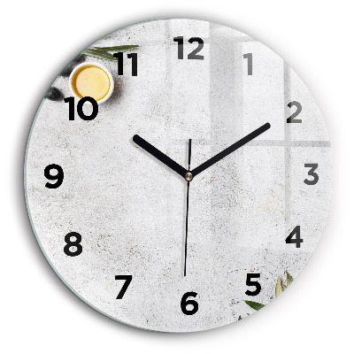 Măsline minimaliste Ceas perete din sticlă rotund