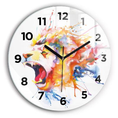 Leul – acuarelă Ceas din sticlă rotund