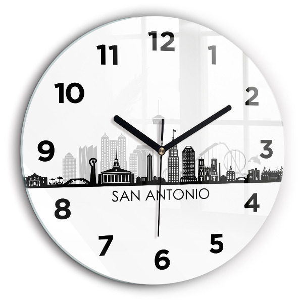 Orașul San Antonio Texas Ceas perete din sticlă rotund