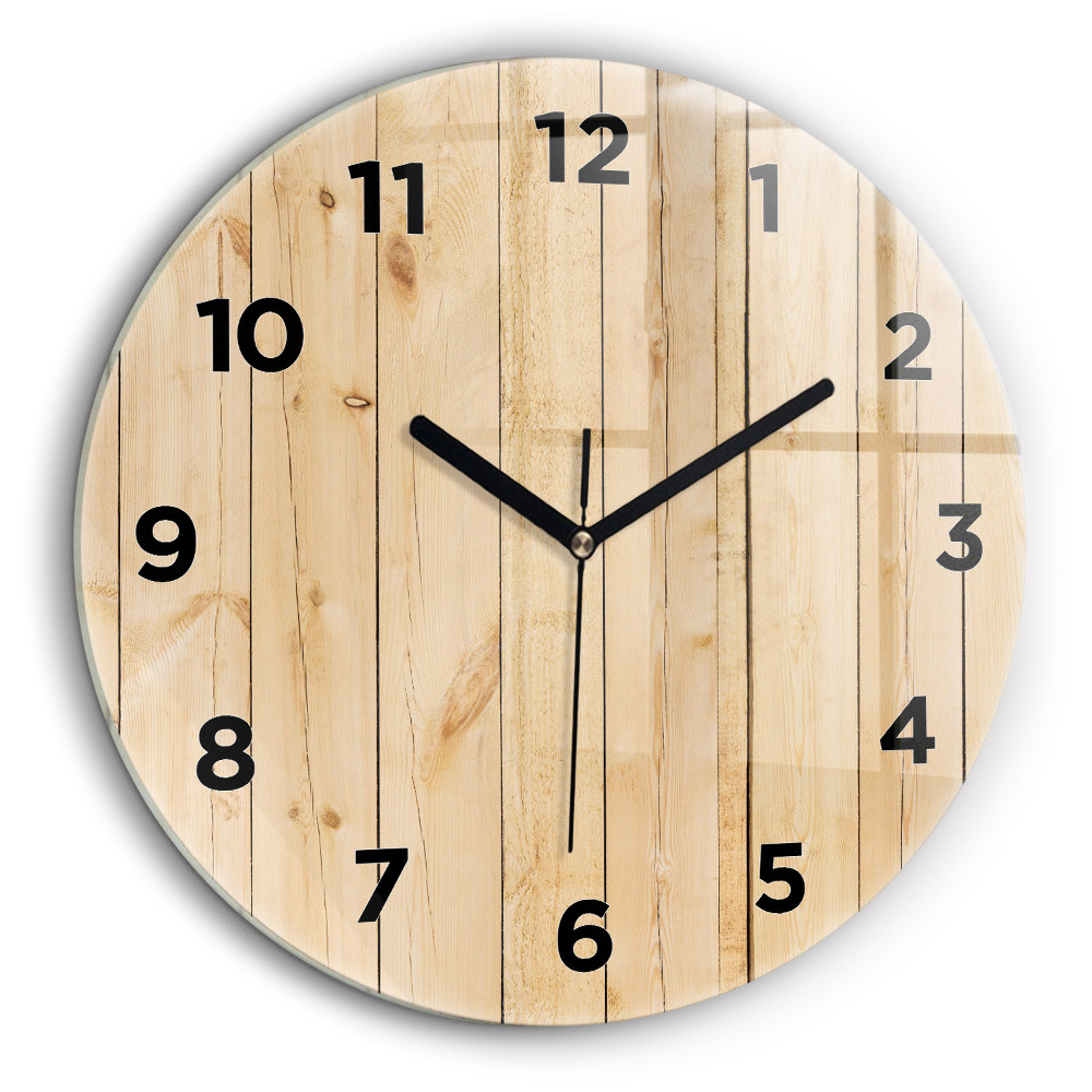 Scanduri de lemn Ceas perete din sticlă rotund