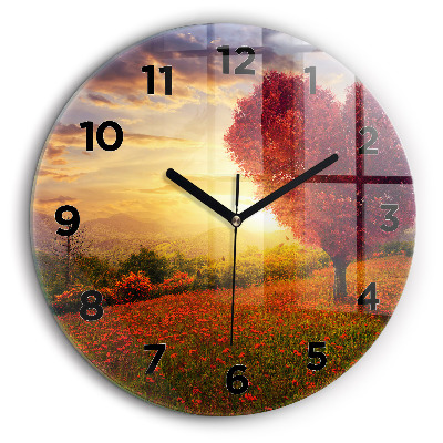 Arborele inimii iubirii Ceas perete din sticlă rotund