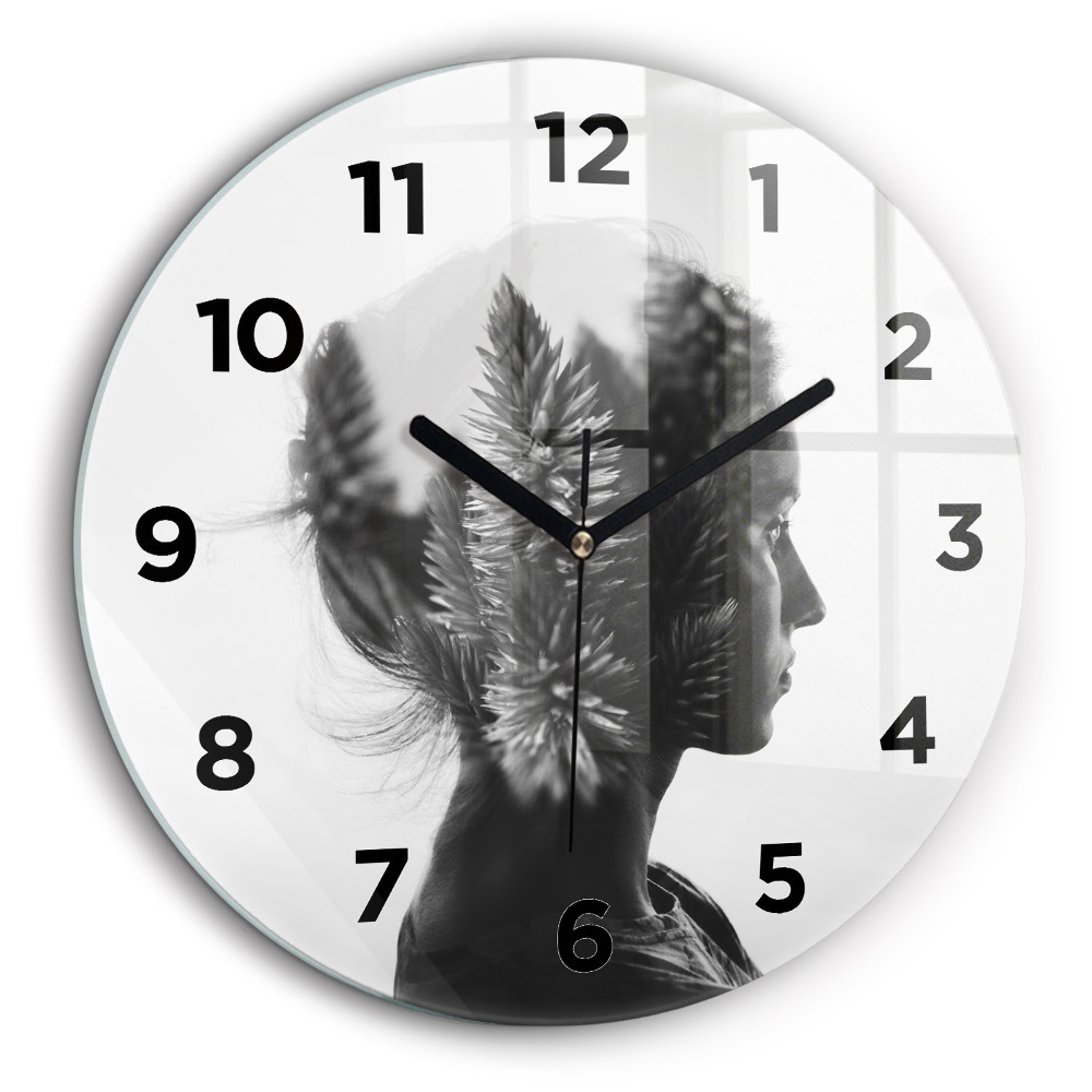 Portretul unei femei Ceas perete din sticlă rotund