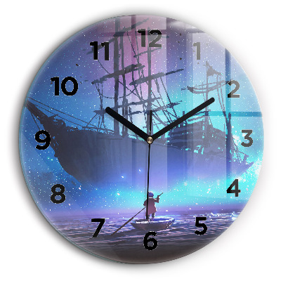 Nava cu vele fantezie Ceas de sticlă pe perete rotund