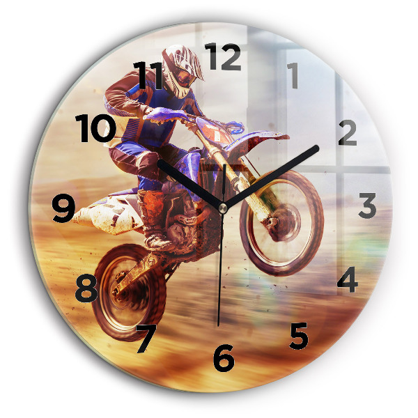 Motocross Enduro Ceas de sticlă pe perete rotund