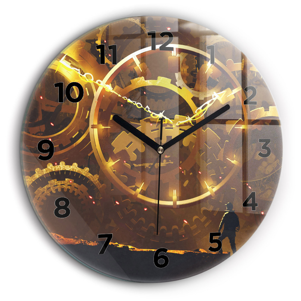 Timp – Mecanism Ceas perete din sticlă rotund