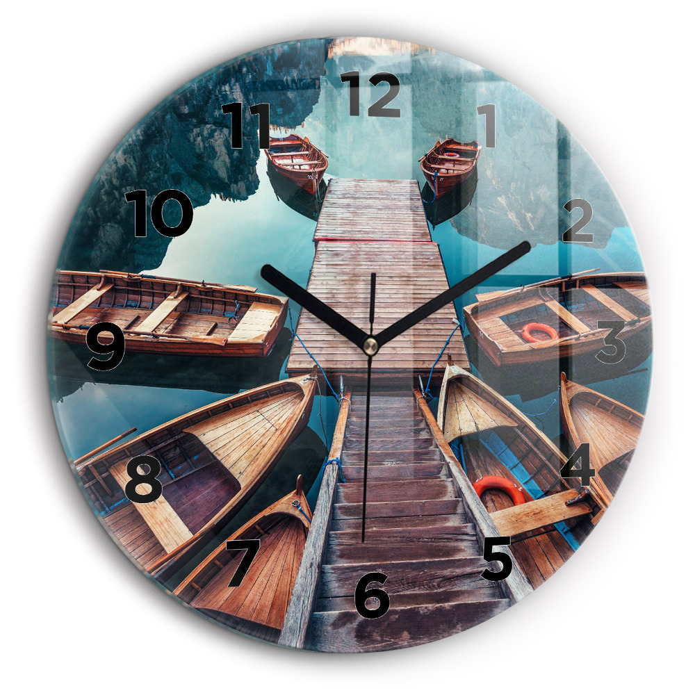 Pod și Lac Ceas perete din sticlă rotund