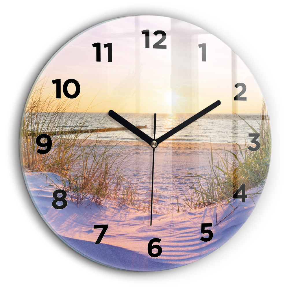 Marea însorită poloneză Ceas de sticlă pe perete rotund