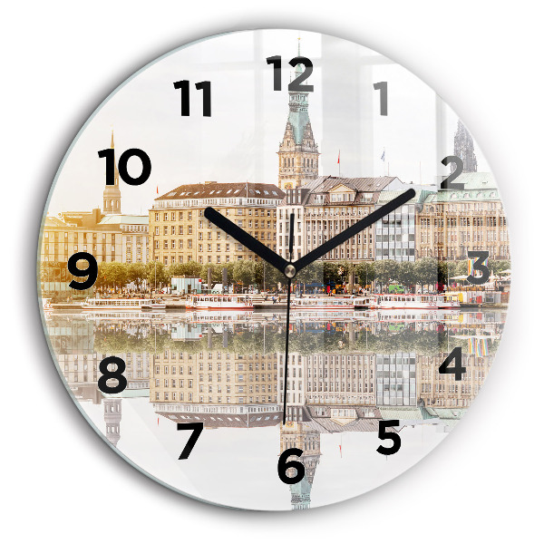 Râul Hamburg Germania Ceas rotund de perete din sticlă