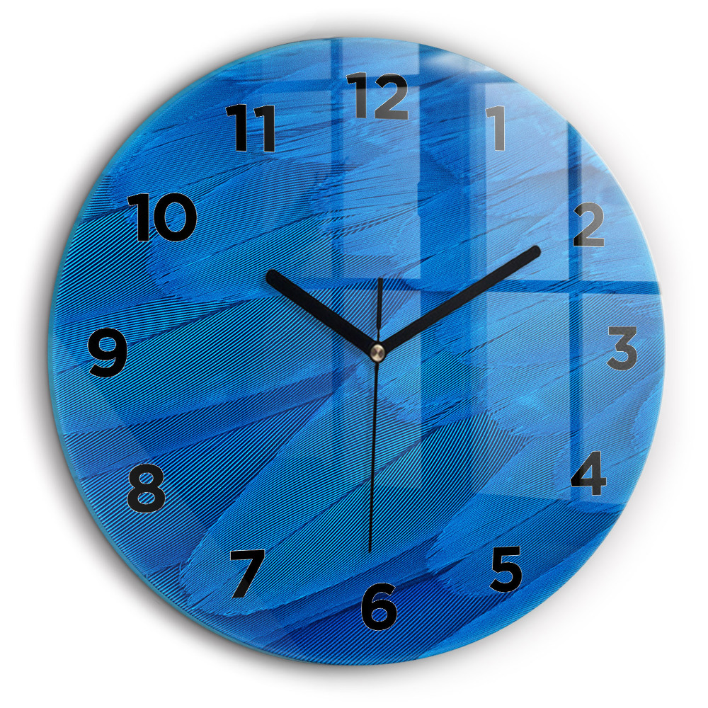 Pană de pasăre Ceas de sticlă pe perete rotund