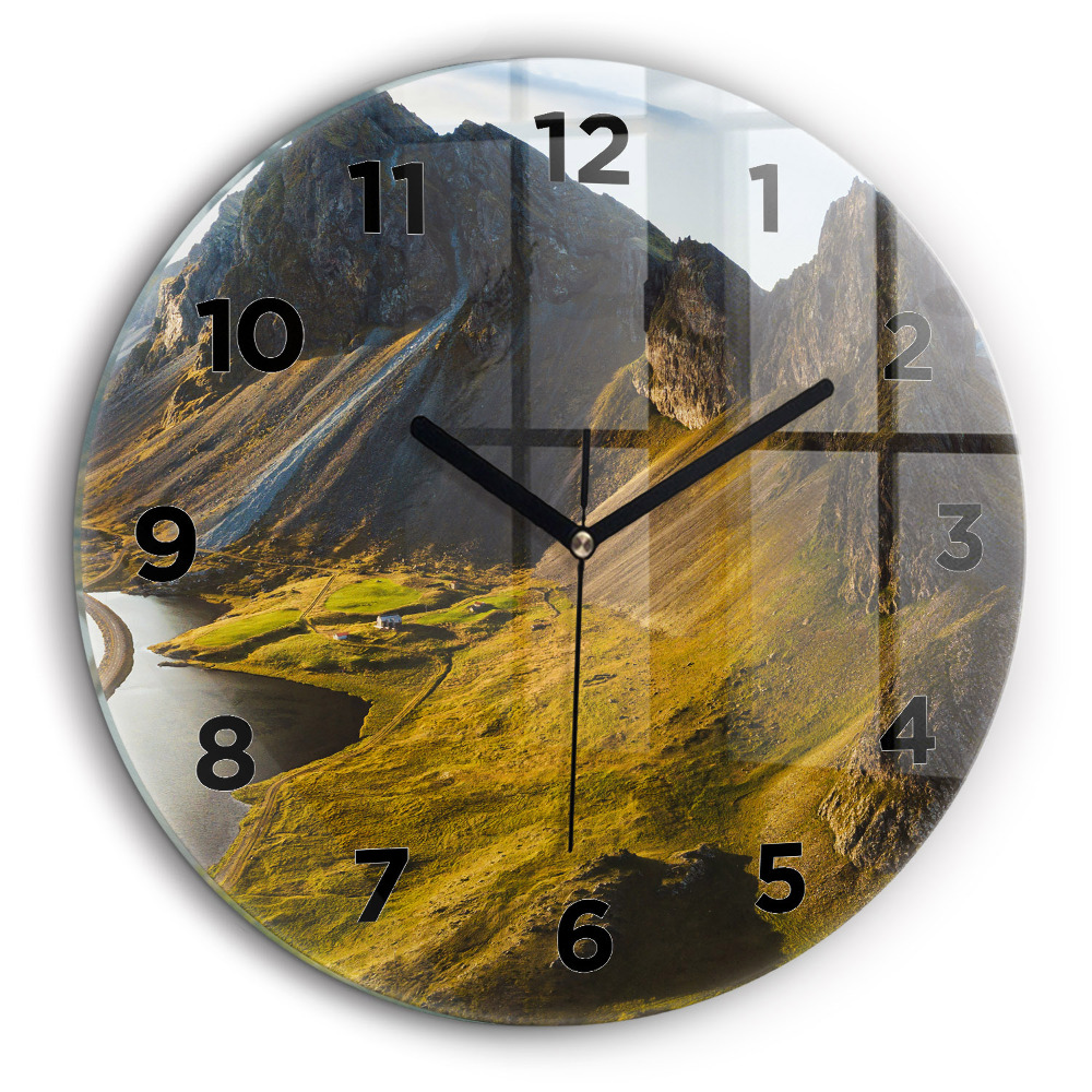 Drum în Islanda Ceas perete din sticlă rotund