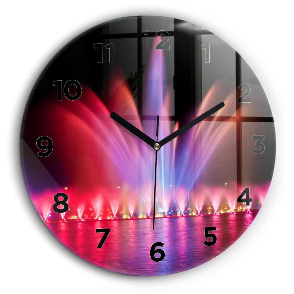 Fântâna Wrocław noaptea Ceas perete din sticlă rotund