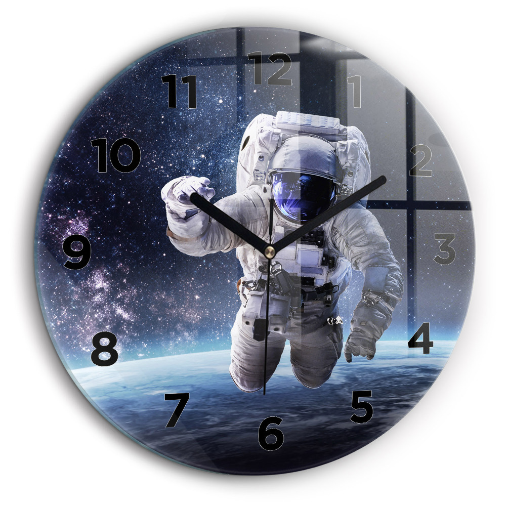 Astronaut deasupra pământului Ceas rotund de perete din sticlă