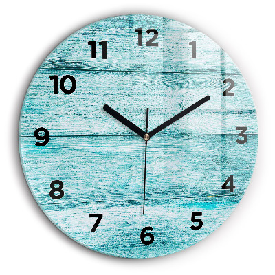 Lemn vechi albastru Ceas de sticlă pe perete rotund