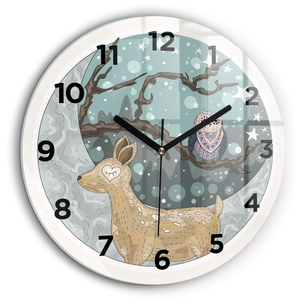 Animalele nocturne și luna Ceas de sticlă pe perete rotund