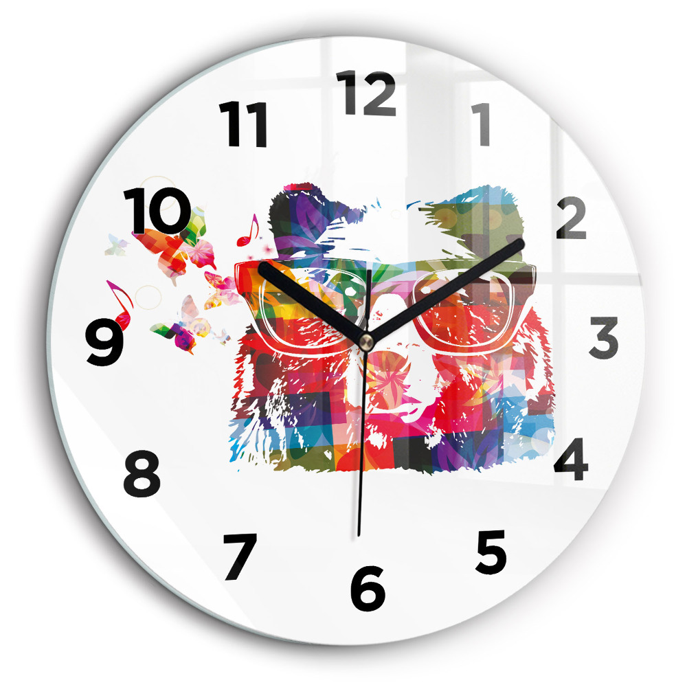 Cap de urs Ceas rotund de perete din sticlă