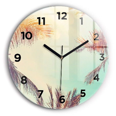 Palmieri tropicali Ceas rotund de perete din sticlă