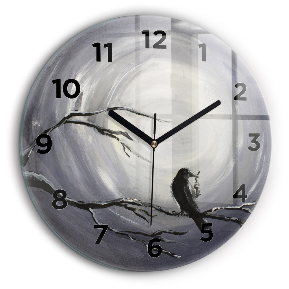 Corb în lumina lunii Ceas din sticlă rotund